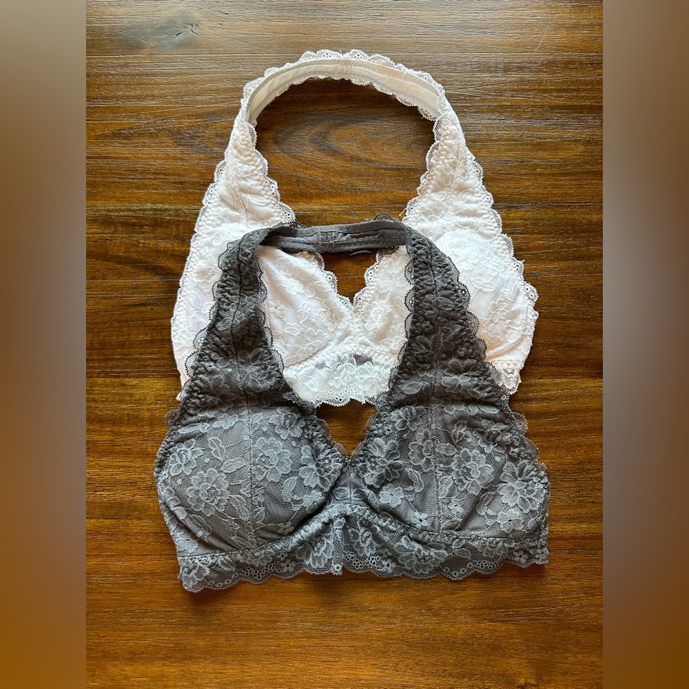 COPY - 2 Gilly Hicks (by Hollister) Lace Halter Bralettes